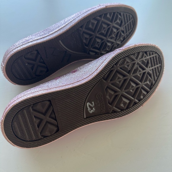 Converse Chuck Taylor All Star Low Top Sneakers Pink All Over Glitter W8/M6 - Picture 5 of 6